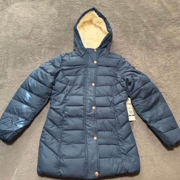 NEW Kensie Girl Girls Dark Denim Colored Cozy Winter Puffer Coat